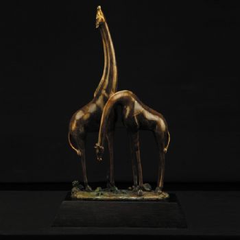 犊子情深XL11-048铜工艺品 铜雕塑 家居摆件 办公室软装 黄铜  木头