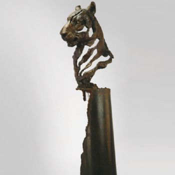 缕空烈豹头像XLC-01 铜工艺品 铜雕塑 家居摆件 办公室软装 黄铜      铁        大理石