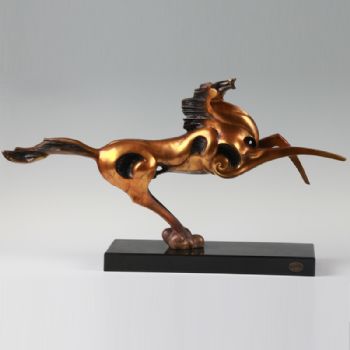 创意飞马系列铜雕铜工艺品 铜雕塑 家居摆件 办公室软装黄铜大理石