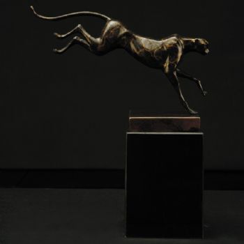 极富动态烈豹XLA4-13铜工艺品 铜雕塑 家居摆件 办公室软装 黄铜     大理石0.7KG