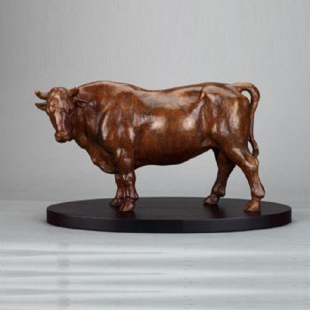 勤奋的牛XLC-06铜工艺品 铜雕塑 家居摆件 办公室软装黄铜/ 木