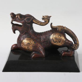 吉祥麒麟XLB-18铜工艺品 铜雕塑 家居摆件 办公室软装 黄铜     大理石