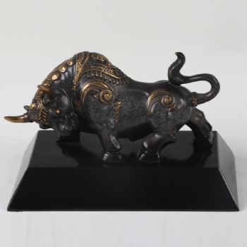 勇往直冲XLB-06铜工艺品 铜雕塑 家居摆件 办公室软装 黄铜     大理石