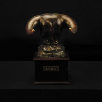 牛气冲天XL11-047铜雕工艺品 家居饰品 动物雕塑 高档礼品黄铜  木头