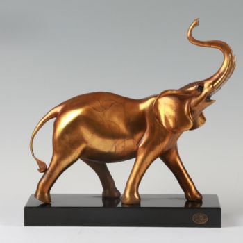 吸财象XLA4-47铜工艺品 铜雕塑 家居摆件 办公室软装 黄铜     大理石5KG