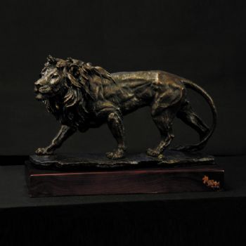 狮王归来XL10-004铜雕 狮子摆件 银行门口摆件雕塑 大型铜雕塑黄铜  木头