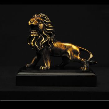 雄姿狮王XL12-005铜雕 狮子摆件 银行门口摆件雕塑 大型铜雕塑黄铜  木头