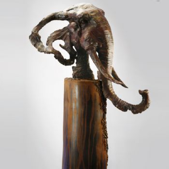 缕空象头抽象XLC-05铜工艺品 铜雕塑 家居摆件 办公室软装黄铜      铁        大理石21.2KG