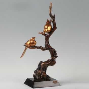 和和美满XLA3-25铜工艺品 铜雕塑 家居摆件 办公室软装黄铜     大理石4.5KG