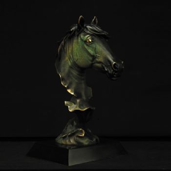 古典马头XL12-017铜工艺品 铜雕塑 家居摆件 办公室软装 黄铜  大理石