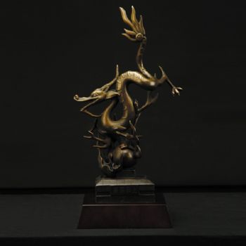 皇族飞龙XL12-026铜工艺品 铜雕塑 家居摆件 办公室软装黄铜 木头