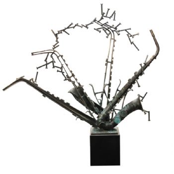 抽象写意乐器铜雕XLC-17铜工艺品 铜雕塑 家居摆件 办公室软装 硅青铜   大理石10.6KG