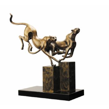 极富动态烈豹XLA4-69铜工艺品 铜雕塑 家居摆件 办公室软装硅青铜   大理石6.6KG