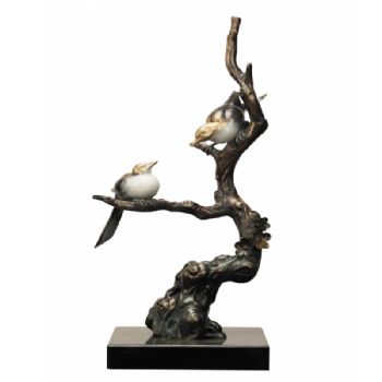 喜上枝头XLA3-25铜工艺品 铜雕塑 家居摆件 办公室软装 黄铜     大理石4.5KG