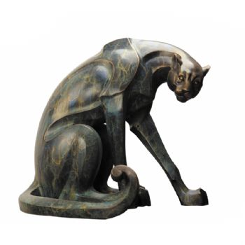 创意烈豹XLA4-66铜工艺品 铜雕塑 家居摆件 办公室软装黄铜13KG