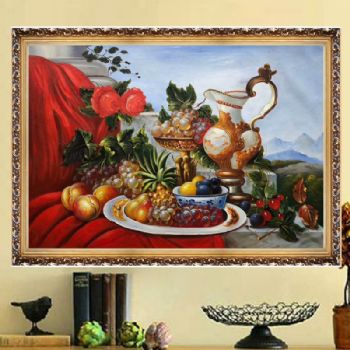 欧式水果装饰画墙画有框餐厅挂画玄关静物花油画花卉绘肌理油画