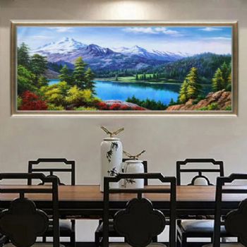 纯手绘手工 风景油画 山水画 中式油画 家庭挂画 酒店挂画 办公室挂画