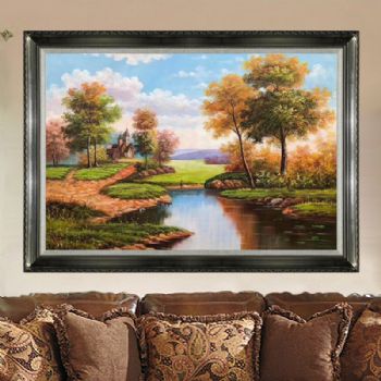 纯手绘欧式风景油画客厅装饰画沙发背景墙挂画卧室餐厅挂画