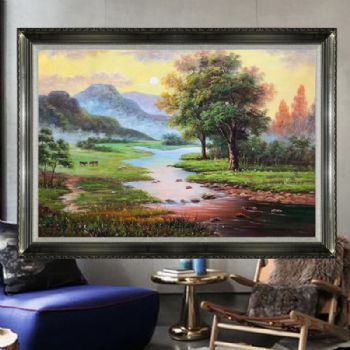 纯手绘欧式风景油画客厅装饰画沙发背景墙挂画卧室餐厅挂画