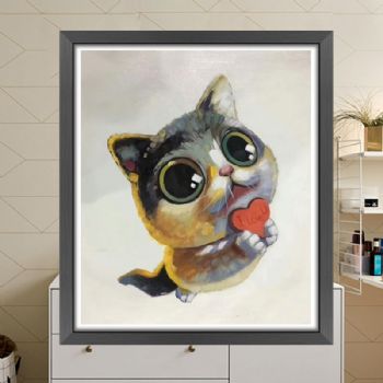 手绘油画客厅卧室画儿童房挂画小动物儿童房卡通动漫油画