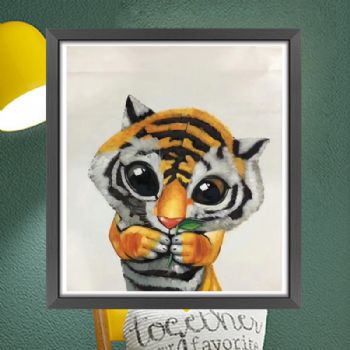 手绘油画客厅卧室画儿童房挂画小动物儿童房卡通动漫油画