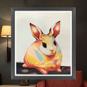 手绘油画客厅卧室画儿童房挂画小动物儿童房卡通动漫油画