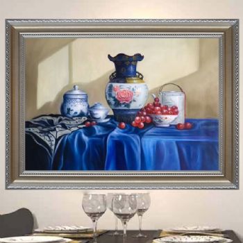 手绘油画玄关装饰画有框餐厅壁画卧室挂画古典水果静物客厅挂画