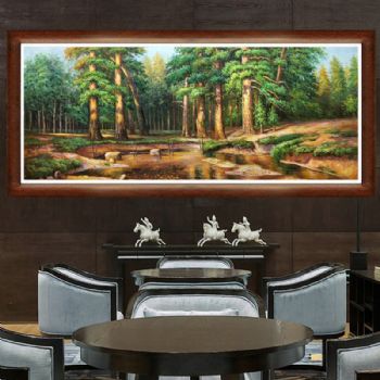 欧式油画俄罗斯大森林写实油画办公室挂画客厅挂画手绘油画自然风景油画