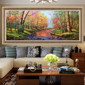 欧式油画大森林写实油画办公室挂画客厅挂画手绘油画自然风景油画