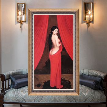 纯手绘 人体艺术画 女儿红系列油画 美女 中式油画 家庭挂画 酒店挂画油画人体