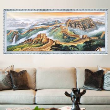 油画风景 中式油画 客厅 办公室 书房 油画 纯手绘 山水风景 万里长城