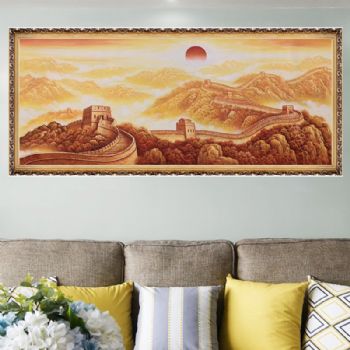 日出长城 纯手绘手工 万里长城  中式油画 家庭挂画 酒店挂画 办公室挂画