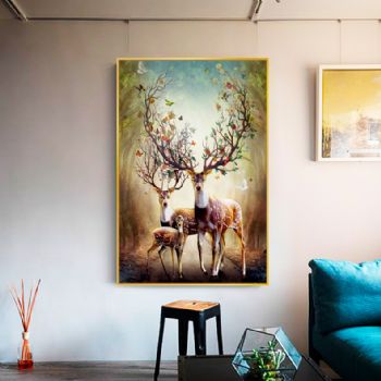 现代晶瓷画轻奢餐厅客厅装饰画欧式单幅挂画卧室壁画沙发背景墙画