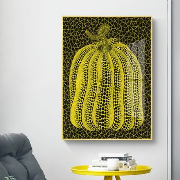 草间弥生 南瓜晶瓷画现代轻奢客厅玄关装饰画美式轻奢挂画