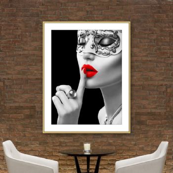 晶瓷画 欧式样板间玄关装饰画现代美甲美容院眉眼唇美女壁画