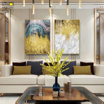 抽象金箔装饰画美式轻奢后现代客厅挂画沙发背景墙面壁画餐厅玄关