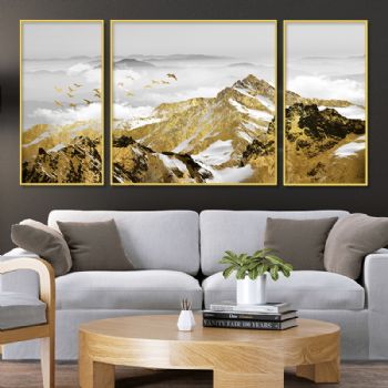 现代简约客厅装饰画沙发背景墙三联画北欧风格挂画高档大气晶瓷画