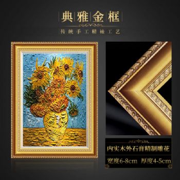 纯手绘手工梵高油画向日葵客厅装饰画欧式手绘轻奢凡高名画玄关壁画酒店挂画
