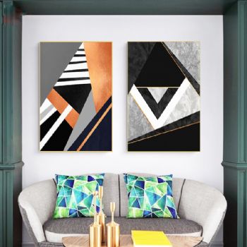 抽象艺术画高档轻奢晶瓷画装饰画铝合金框现代简约客厅样板房抽象玄关走廊挂画