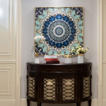 新中式现代简约客厅玄关装饰画铝框轻奢晶瓷画蝴蝶挂画样品房床头壁画