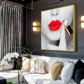 客厅装饰画玄关装饰挂画酒店酒吧壁画晶红唇美女人物系列瓷画