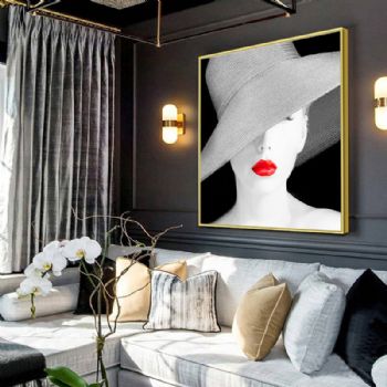客厅装饰画玄关装饰挂画酒店酒吧壁画晶瓷画红唇美女人物系列