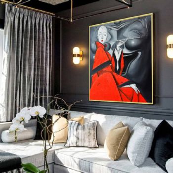 适合酒店商场的现代艺术装饰画玄关装饰画简约现代酒店会所挂画晶瓷画客厅装饰画