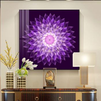 宇宙幻觉莲绽几何花瓣客厅装饰画餐厅装饰画玄关装饰画现代简约晶瓷画