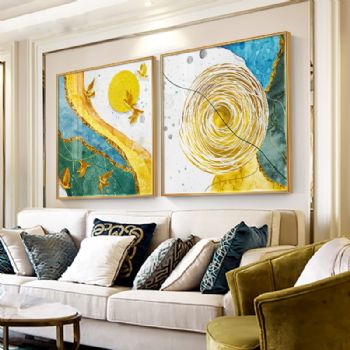 追随系列一抽象客厅装饰画北欧沙发背景墙画现代轻奢金泊玄关晶瓷画