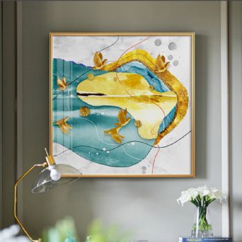 追随系列二抽象客厅装饰画北欧沙发背景墙画现代轻奢金泊玄关晶瓷画