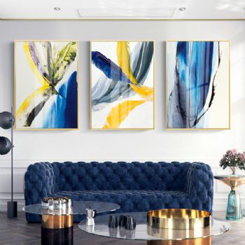 漫天飞舞现代抽象沙发背景墙壁画客厅装饰画墙画简约大气三联轻奢晶瓷画