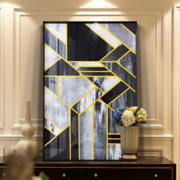 几何钱印记系列A轻奢风现代简约装饰画客厅沙发背景玄关挂画晶瓷画