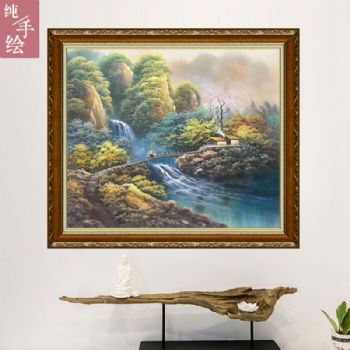实木画框 风景油画 纯手绘山水画 客厅挂画 酒店挂画 高品质油画 风景中式油画