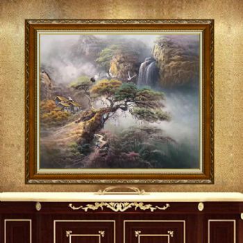 客厅挂画 酒店挂画 手绘油画 山水风景画 高品质风景油画 油画欣赏 中式油画风景